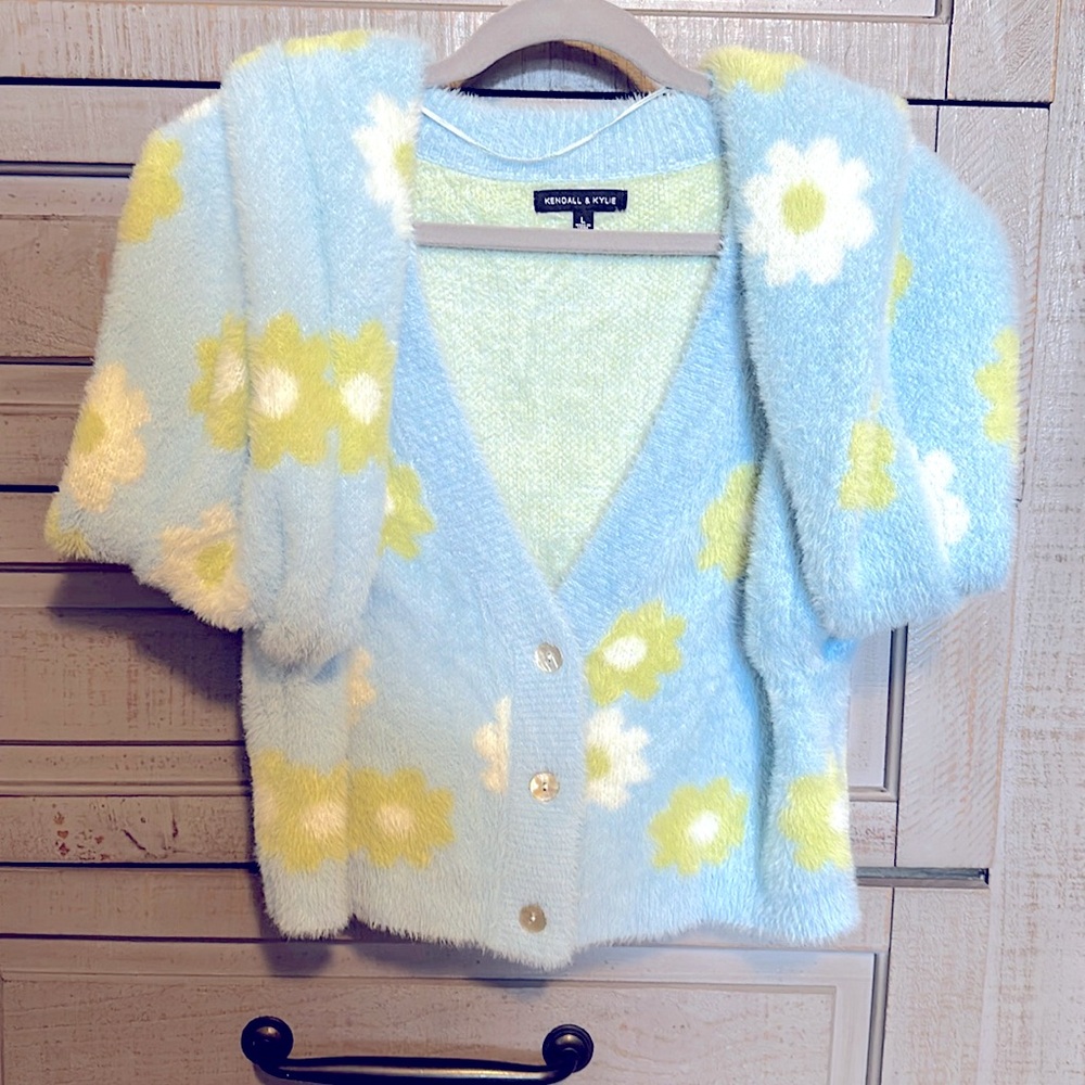 Super plush and soft flower power, short cardigan.